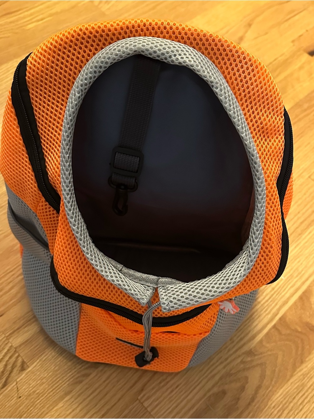 New and unused Small dog backpack Harness - Orange and Gray
